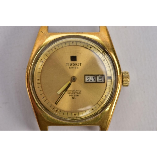 60 - A GENTS TISSOT SWISS AUTOMATIC WRISTWATCH, a.f round gold dial signed 'Tissot Swiss, Automatic SeaSt... 