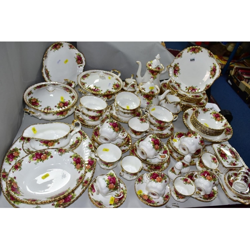 606 - ROYAL ALBERT 'OLD COUNTRY ROSES' comprising two cake plates, two tureens, oval meat platter, gravy b... 