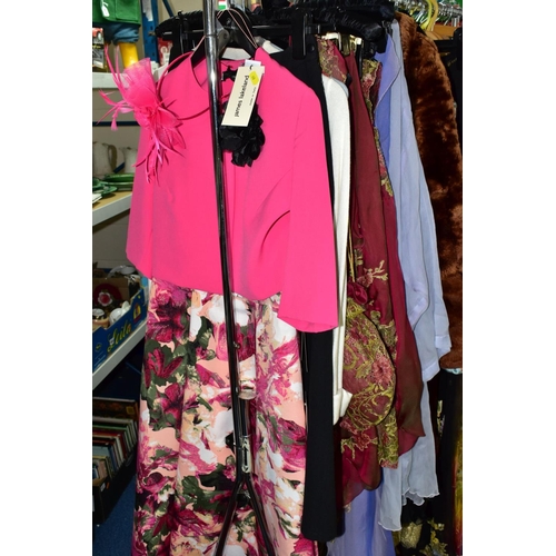 608 - LADIES CLOTHES, SHOES AND BOOTS, etc, comprising an Adrianna Pappel occasion dress with tags still a... 