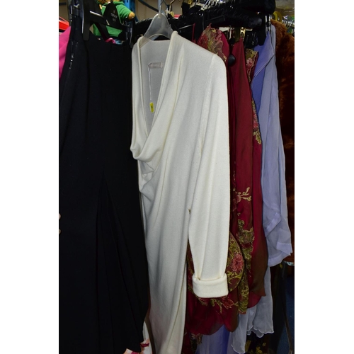 608 - LADIES CLOTHES, SHOES AND BOOTS, etc, comprising an Adrianna Pappel occasion dress with tags still a... 