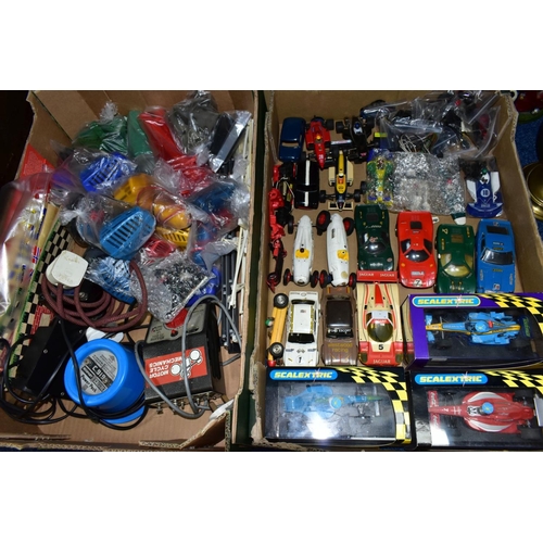 617 - A QUANTITY OF ASSORTED SCALEXTRIC ITEMS, to include two unboxed Auto Union type C cars, No MM/C (one... 