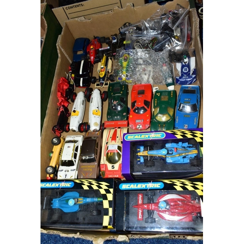 617 - A QUANTITY OF ASSORTED SCALEXTRIC ITEMS, to include two unboxed Auto Union type C cars, No MM/C (one... 