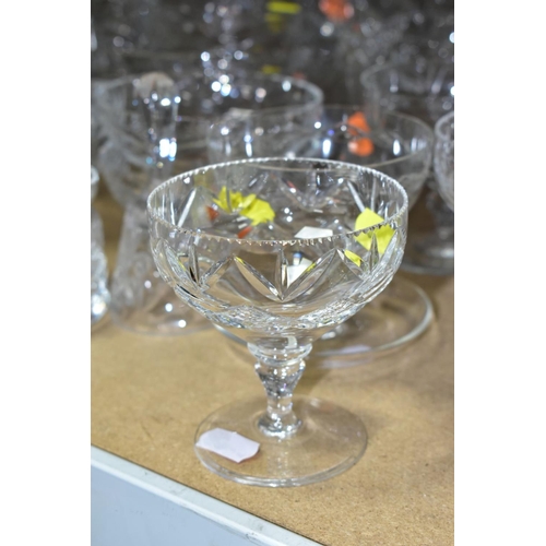 621 - A GROUP OF CUT GLASSWARE, including Corbet cut glass Trifle bowl and six matching dishes, boxed Tutb... 