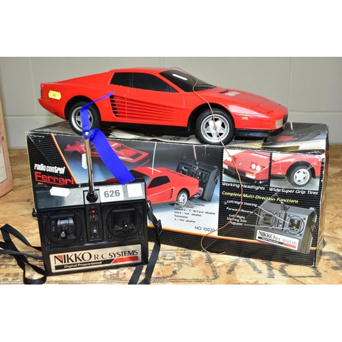 626 - A BOXED NIKKO RADIO CONTROL FERRARI TESTAROSSA, model No 10030, 1/10th scale, pop up headlights, wit... 