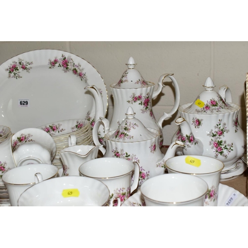 629 - ROYAL ALBERT 'LAVENDER ROSE' PATTERN DINNER, TEA AND COFFEE SERVICE, oval platter (seconds), twin ha... 