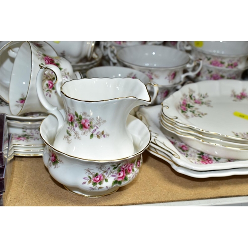 629 - ROYAL ALBERT 'LAVENDER ROSE' PATTERN DINNER, TEA AND COFFEE SERVICE, oval platter (seconds), twin ha... 