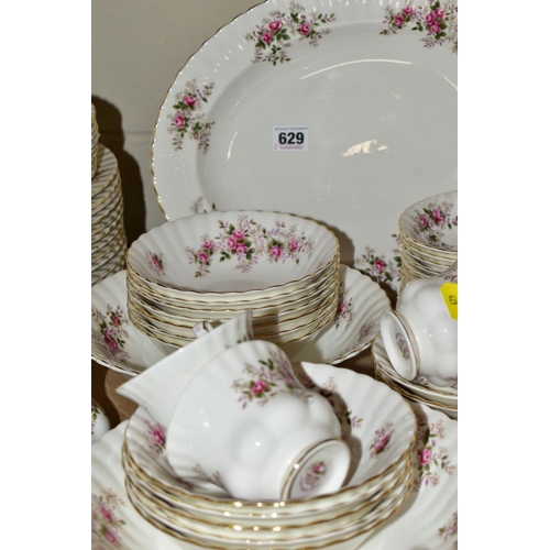 629 - ROYAL ALBERT 'LAVENDER ROSE' PATTERN DINNER, TEA AND COFFEE SERVICE, oval platter (seconds), twin ha... 