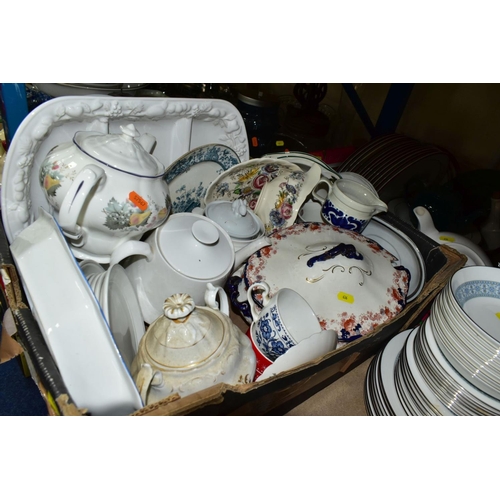 636 - FIVE BOXES AND LOOSE OF MISCELLANEOUS CERAMICS, including Royal Doulton Counterpoint part dinner ser... 