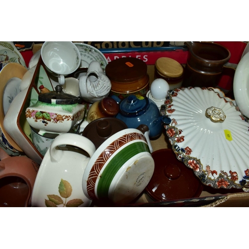 636 - FIVE BOXES AND LOOSE OF MISCELLANEOUS CERAMICS, including Royal Doulton Counterpoint part dinner ser... 