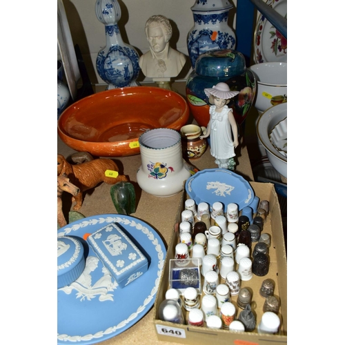 640 - A GROUP OF CERAMICS, including Shelley orange lustre bowl, diameter 30cm x height 8cm, a Beswick dog... 