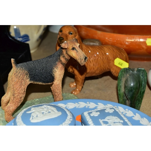 640 - A GROUP OF CERAMICS, including Shelley orange lustre bowl, diameter 30cm x height 8cm, a Beswick dog... 