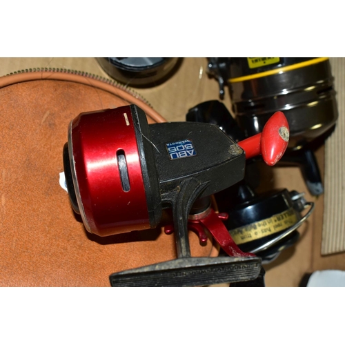 701 - SEVEN VINTAGE FISHING REELS, comprising a Garcia Mitchell 300 with spare spool, Daiwa 28 closed face... 