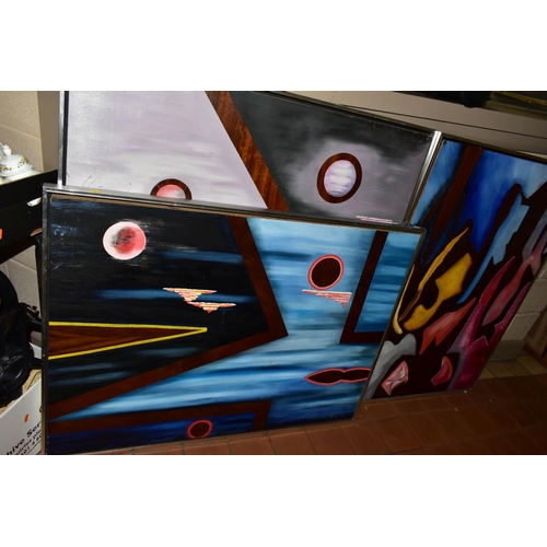 703 - THREE ABSTRACT EXPRESSIONIST OILS ON BOARD, signed Sigi and dated 1980, 1981 and 1982, largest size ... 