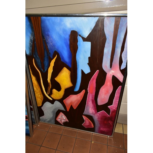 703 - THREE ABSTRACT EXPRESSIONIST OILS ON BOARD, signed Sigi and dated 1980, 1981 and 1982, largest size ... 