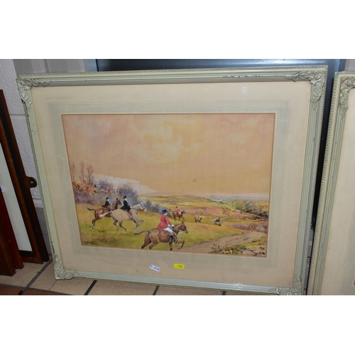 704 - W. MCDADS (20TH CENTURY) a pair of hunting scene watercolours, one with a horse and rider in a ditch... 