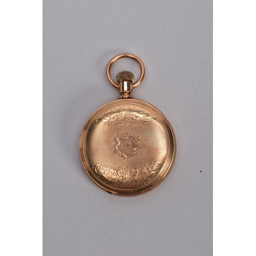 72 - A ROLLED GOLD FULL HUNTER WALTHAM POCKET WATCH, round white dial signed 'waltham', Roman numerals, s... 