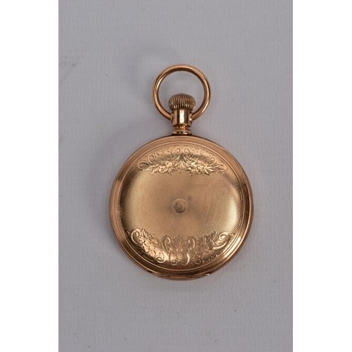 72 - A ROLLED GOLD FULL HUNTER WALTHAM POCKET WATCH, round white dial signed 'waltham', Roman numerals, s... 