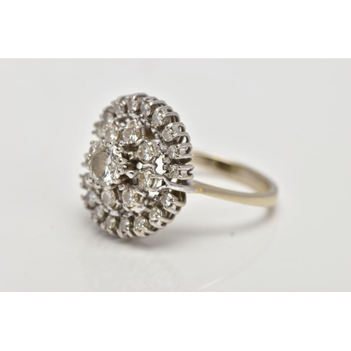 1 - A MODERN DIAMOND CLUSTER RING, centring on a modern round brilliant diamond, estimated weight 0.50ct... 