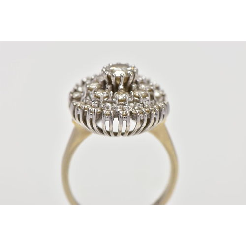 1 - A MODERN DIAMOND CLUSTER RING, centring on a modern round brilliant diamond, estimated weight 0.50ct... 