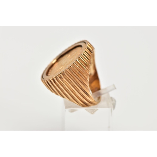 20 - A MOUNTED EDWARDIAN HALF SOVEREIGN RING, sovereign depicting King Edward VII, obverse depicting Geor... 