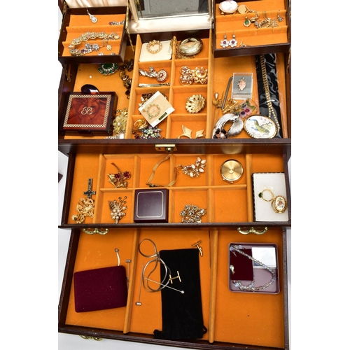 102 - FOUR JEWELLERY CASES OF COSTUME JEWELLERY, all of various styles and sizes, to include a wide select... 