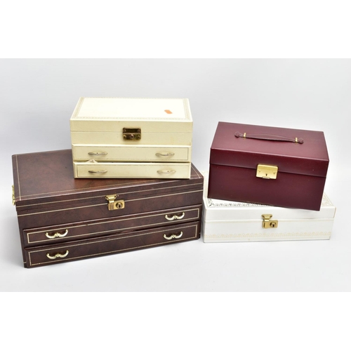 102 - FOUR JEWELLERY CASES OF COSTUME JEWELLERY, all of various styles and sizes, to include a wide select... 