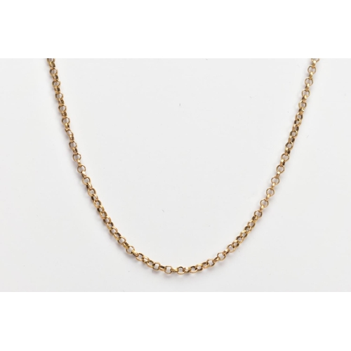 2 - A 9CT GOLD FINE CURB LINK CHAIN, fitted with a spring clasp stamped 9ct gold London import, length 3... 