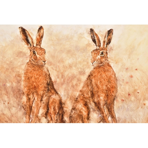 273 - GARY BENFIELD (BRITISH 1965) 'BRIEF ENCOUNTER' a limited edition print of two hares 107/195, signed ... 