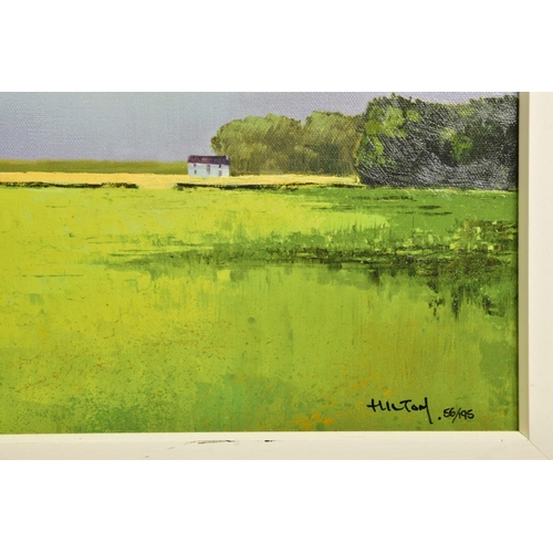 278 - BARRY HILTON (BRITISH 1941) 'GREEN FIELDS OF HOME' a limited edition print of a landscape, signed bo... 