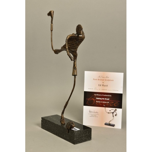 298 - ED RUST (BRITISH CONTEMPORARY) 'MAKING THE BREAK' a limited edition bronze sculpture of a Rugby Play... 