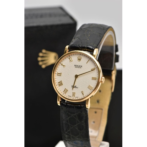 30 - AN 18CT ROLEX CELLINI WRISTWATCH, silvered jubilee dial with gold roman numerals and the Rolex crown... 
