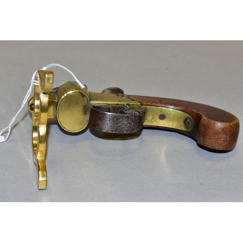 308 - A LATE 18TH/EARLY 19TH CENTURY ENGLISH FLINTLOCK TINDER LIGHTER BY WELLBORNE OF DONCASTER, flat side... 