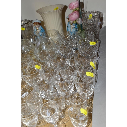 324 - ROYAL DOULTON CUT GLASSES comprising six 8.5cm high whisky glasses, six 8cm liqueur glasses, six 10.... 