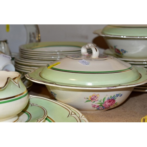 326 - FOUR TEA/DINNER SETS, comprising Royal Worcester pink trim decorated part tea service (milk, jug, su... 