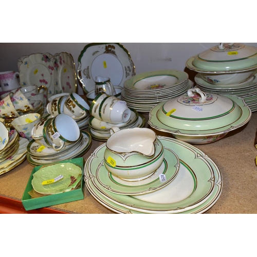 326 - FOUR TEA/DINNER SETS, comprising Royal Worcester pink trim decorated part tea service (milk, jug, su... 