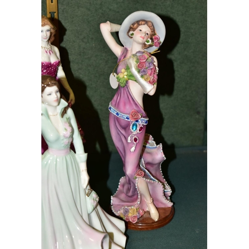 362 - FIVE VARIOUS FIGURINES, comprising Royal Worcester limited edition 'Midnight Rendezvous' from Precio... 