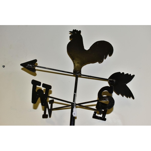 383 - A MODERN BLACK PAINTED METAL WEATHER VANE, cockerel and arrow pointer, height 133cm