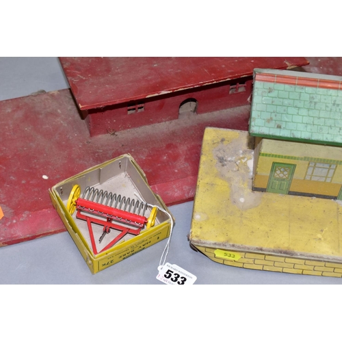 533 - A BOXED DINKY TOYS HAY RAKE, No.27K, appears complete and in very good condition, plain yellow box h... 