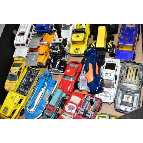 536 - A QUANTITY OF UNBOXED AND ASSORTED PLAYWORN DIECAST VEHICLES, to include Dinky, Corgi, Matchbox, Bri... 