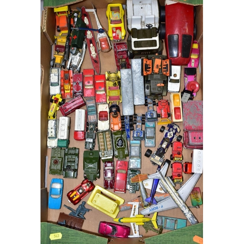 543 - A QUANTITY OF UNBOXED AND ASSORTED PLAYWORN DIECAST VEHICLES, to include Dinky, Corgi, Matchbox, Maj... 