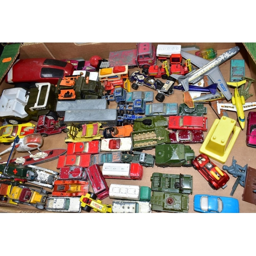 543 - A QUANTITY OF UNBOXED AND ASSORTED PLAYWORN DIECAST VEHICLES, to include Dinky, Corgi, Matchbox, Maj... 