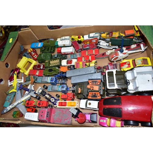 543 - A QUANTITY OF UNBOXED AND ASSORTED PLAYWORN DIECAST VEHICLES, to include Dinky, Corgi, Matchbox, Maj... 