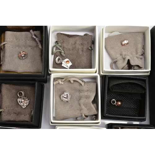 77 - A SILVER CLOGAU CHARM BRACELET, THIRTEEN CHARMS AND THREE SPACERS, charms to include a wishbone, a t... 