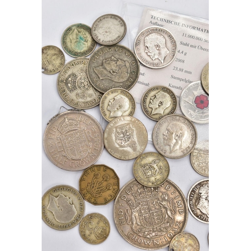 32 - A SELECTION OF COINS, to include George IV, George V, George VI, a Victoria 1889, two commemorative ... 