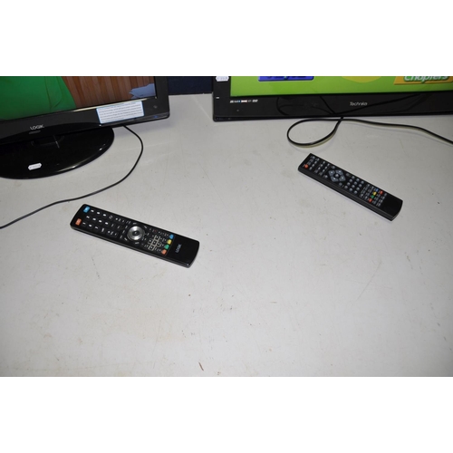 1090 - A TECHNIKA 26in TV DVD COMBI  with remote ( no stand) and a Logik 22in TV DVD combi with remote ( bo... 