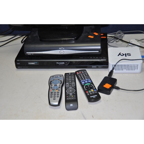 1113 - A TOSHIBA 19in LCD TV with Universal remote, a Panasonic DVD player with remote, a Sky Digibox with ... 