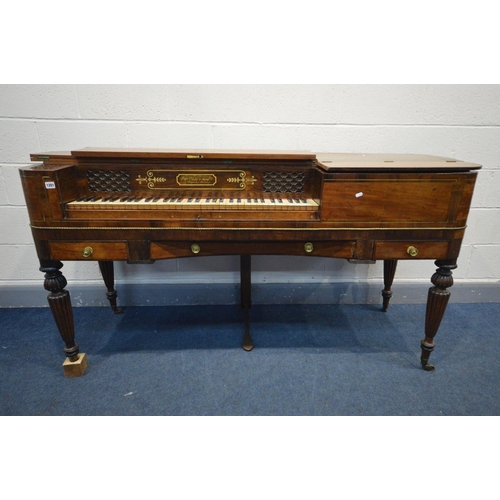 1201 - WILLIAM ROLFE AND COMPANY, LONDON, a Regency mahogany, rosewood crossbanded and brass inlaid square ... 