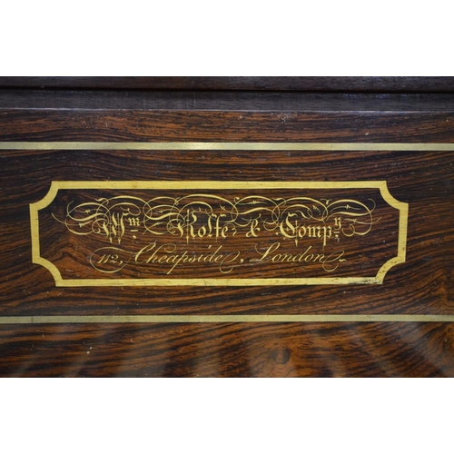 1201 - WILLIAM ROLFE AND COMPANY, LONDON, a Regency mahogany, rosewood crossbanded and brass inlaid square ... 