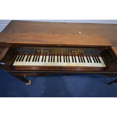 1201 - WILLIAM ROLFE AND COMPANY, LONDON, a Regency mahogany, rosewood crossbanded and brass inlaid square ... 