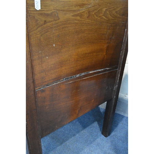 1205 - A GEORGIAN MAHOGANY TRAY TOP COMMODE, with single door and two drawers, width 56cm x depth 48cm x he... 